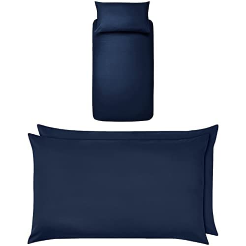 Amazon Basics AmazonBasics Microfibre Duvet Set, Navy Blue, 135cm x 200cm / 50cm x 80cm and Pillowcase, Navy Blue, Set of Two von Amazon Basics