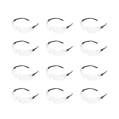 Amazon Basics Schutzbrille (klar / schwarz), Antibeschlag, 12er Pack von Amazon Basics