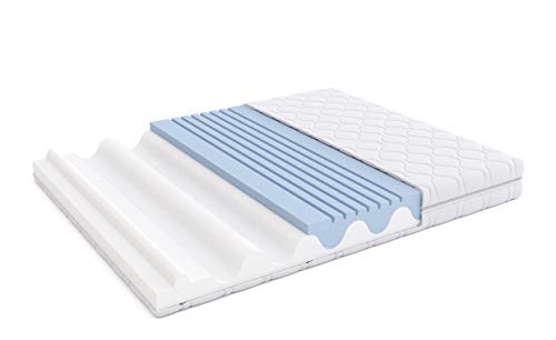 Amazon Basics Hochelastische Wendematratze, MittelFest (H3) und Fest (H4), 140 x 200 x 20 cm, Weiß von Amazon Basics