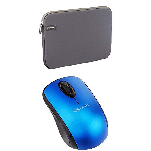 Set Amazon Basics 11.6-INCH LAPTOP SLEEVE - GREY + Amazon Basics WIRELESS MOUSE WITH NANO RECEIVER - BLUE von Amazon Basics