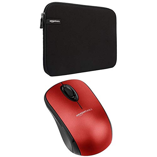 Set Amazon Basics LAPTOP SLEEVE FOR 11.6-INCH LAPTOP / CHROMEBOOK / MACBOOK AIR + Amazon Basics WIRELESS MOUSE WITH NANO RECEIVER - RED von Amazon Basics