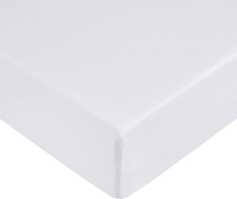 Amazon Basics Spannbettlaken Matratze Spannbetttuch Mikrofaser Weiß 100x200x30cm, Polyester-Mikrofaser, Gummizug: Rundum-Gummizug, Weich und atmungsaktiv, pflegeleicht, faltenfrei dank Rundum-Gummizug von Amazon Basics