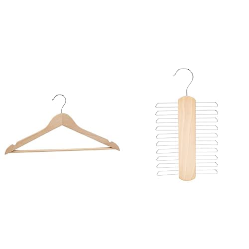 Wooden Suit Hangers and Wooden Tie Hanger von Amazon Basics