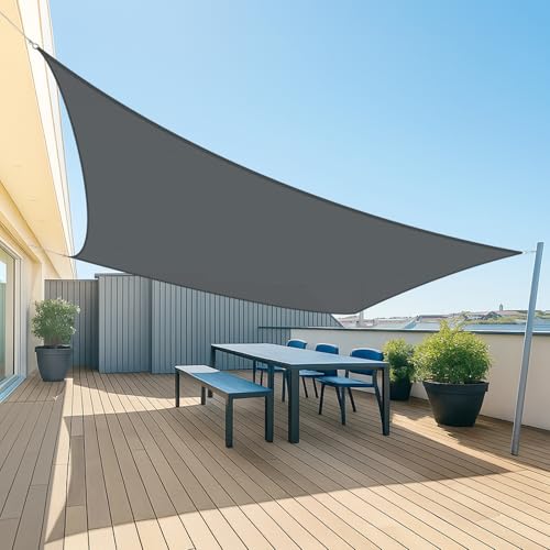 UMI Sonnensegel Wasserdicht 2.5x3.5m Rechteckig Sonnenschutz Wetterschutz PES Polyester Segel Baldachin 95% UV Schutz mit Seilen für Garten Balkon Terrasse- Anthrazit von Amazon Brand - Umi