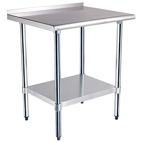 AmazonCommercial Werkbank aus Edelstahl, NSF-zertifiziert, mit Spritzschutz, 61 x 76 cm, Silber von AmazonCommercial