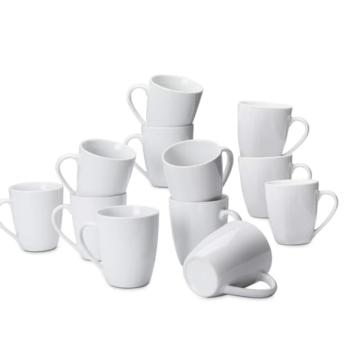 Amazon Basics Kaffeetassen-Set, 12-teiliges Porzellan, 355 ml, Weiß (Früher Marke AmazonCommercial) von Amazon Basics