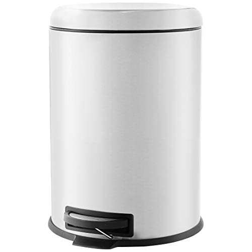Amazon Basics Rund Tret-Mülleimer, Edelstahl, 20 l, Silberfarben von Amazon Basics