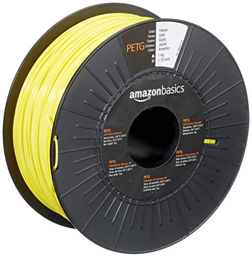 Amazon Basics 3D-Drucker-Filament aus PETG-Kunststoff, 1.75 mm, Gelb, 1-kg-Spule von Amazon Basics