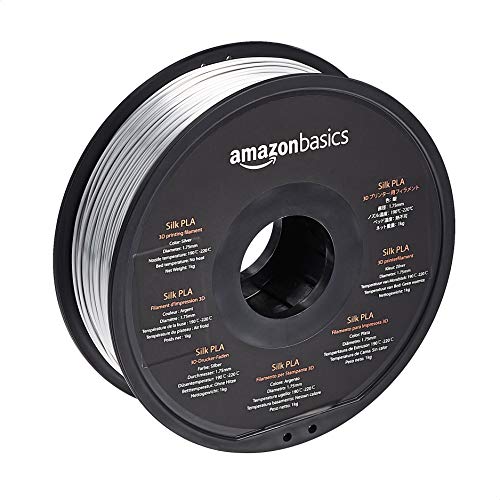 Amazon Basics 3D-Drucker-Filament aus PLA-Seide, 1.75 mm, 1-kg-Spule, Seidensilber von Amazon Basics