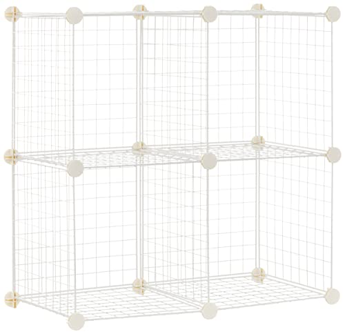 Amazon Basics - 4 Stück Regalwürfel, Drahtregal, Weiß, 36.98D x 76.96W x 76.96H cm von Amazon Basics