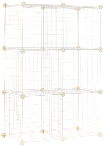 Amazon Basics Würfelregal aus Metall - Maximale Tragfähigkeit des Regals 27 kg, Weiß, 6 Ablagefächer, 76.96 x 37.08 x 113.79 cm von Amazon Basics