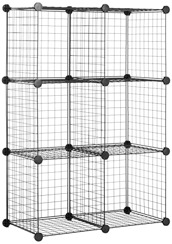 Amazon Basics 6 Stück Würfelregal aus Metall - Maximale Tragfähigkeit des Regals 27 kg, Schwarz, 77D x 35.6W x 113.8H cm von Amazon Basics