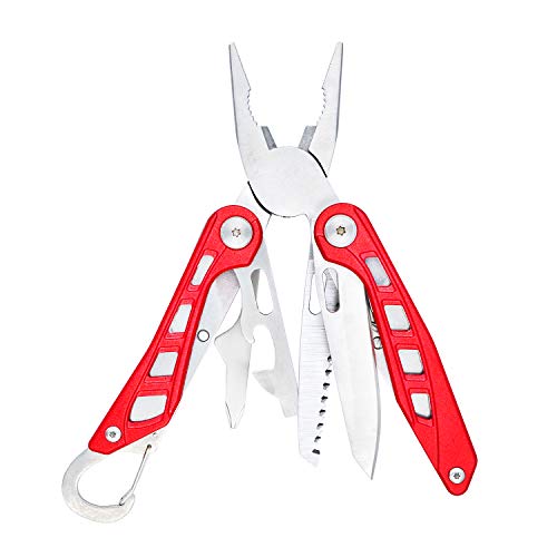 Amazon Basics 8-in-1-Multitool-Sicherheitsschloss aus Edelstahl mit Nylonscheide, Rot von Amazon Basics