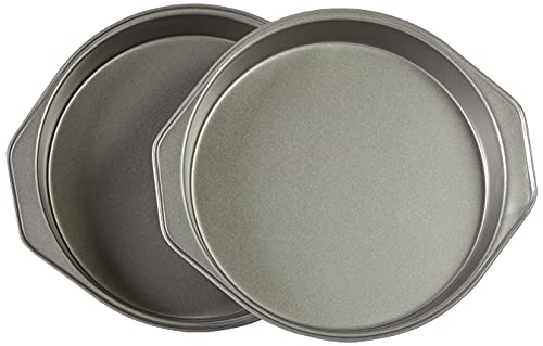 Amazon Basics Rund Backformen für Kuchen, 22,8 cm, antihaftbeschichtet, Karbonstahl, 2er-Pack, Grau von Amazon Basics