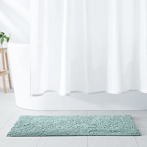 Amazon Basics - Badteppich, Hochflor, rutschfest, Mikrofaser, Badezimmer, 53 x 86 cm, Meeresschaumgrün von Amazon Basics