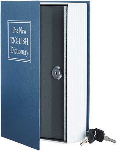 Amazon Basics - Buch-Safe, Schloss mit Schlüssel - 2,2T x 6,1B x 9,5H cm, Groß, Blau von Amazon Basics