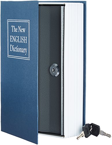 Amazon Basics Buch-Safe, Schloss mit Schlüssel - 2,2T x 6,1B x 9,5H cm, Groß, Blau von Amazon Basics