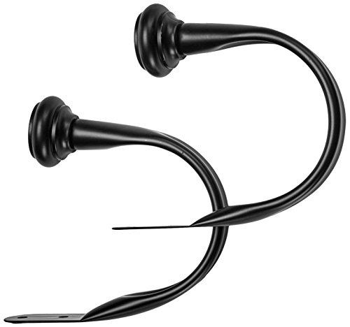 Amazon Basics Dekorativer Raffhalter für Gardinen, 2er-Pack, Schwarz von Amazon Basics
