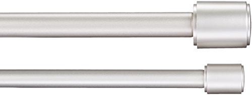 Amazon Basics - Doppel-Vorhangstange, 2,54 cm, mit Kappen-Endstücke Endstücken, 0,9 bis 1,83 m, Nickelfarben von Amazon Basics
