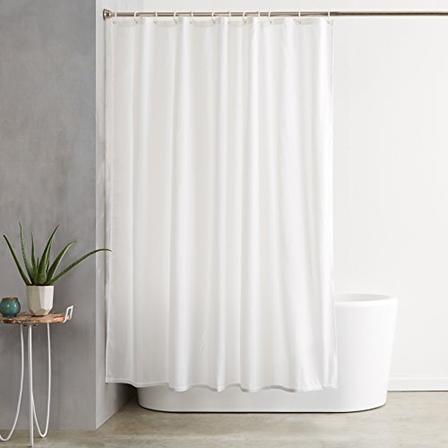 Amazon Basics Duschvorhang 180 x 200cm - Weiß, Schimmelresistent und Wasserabweisend von Amazon Basics