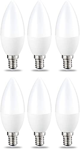 Amazon Basics E14 LED Lampe, Kerzenform, 5W (ersetzt 40W), klar, dimmbar, Warmweiß, 6Stück von Amazon Basics