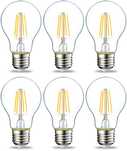 Amazon Basics LED-Leuchtmittel, Edison-Sockel E27, 4,3 W (entspricht 40-W-Glühbirne), nicht dimmbar, klares Filament, 6 Stück (1er Pack), Warmweiß von Amazon Basics