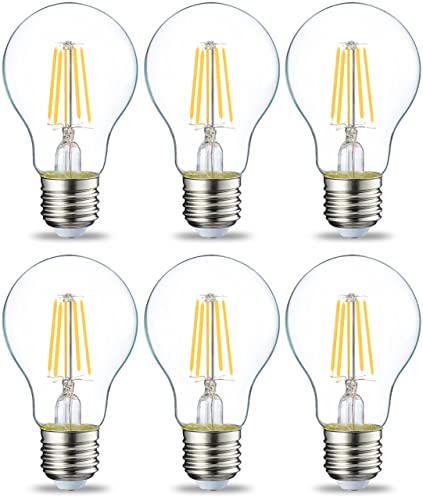 Amazon Basics LED-Leuchtmittel, Edison-Sockel E27, 4,3 W (entspricht 40-W-Glühbirne), nicht dimmbar, klares Filament, 6 Stück (1er Pack), Warmweiß von Amazon Basics