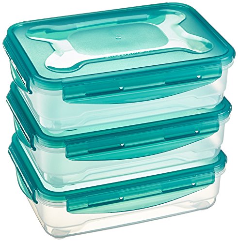 Amazon Basics Gefrierbehälter im Set, mit Deckel, luftdicht, auslaufsicher, stapelbar, für Kühlschrank/Gefriertruhe, BPA-frei, Kunststoff, mikrowellen- und spülmaschinenfest, 3 x 1.2 l, farblos von Amazon Basics