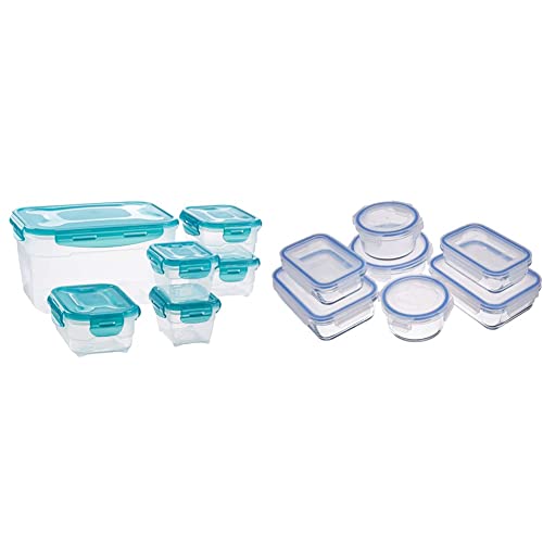 Amazon Basics - Frischhaltedosen aus Glas für Lebensmittel, mit Deckel, 14 -teiliges set (7 Behälter + 7 Deckel), BPA-freie & 6 pcs Food Storage Set von Amazon Basics