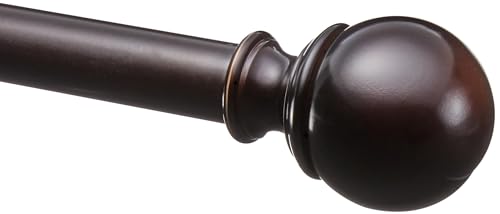 Amazon Basics Ausziehbare Gardinenstange mit runden Kappen-Endstücken, 183 bis 366 cm, Bronze von Amazon Basics