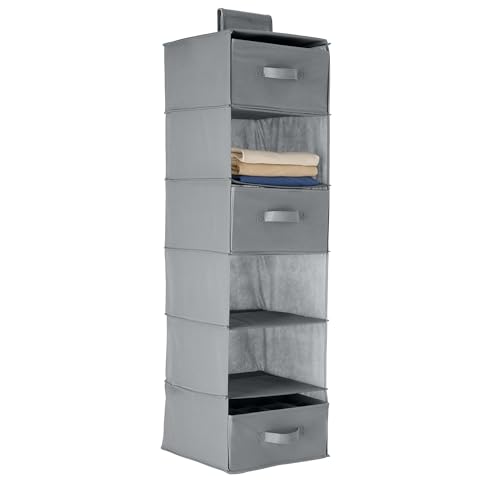 Amazon Basics Hängeaufbewahrung für den Schrank Wandschrank mit 3 entfernbaren Schubladen, 6 Regale, Grau, 17.5 cm D x 34.5 cm W x 31 cm H von Amazon Basics