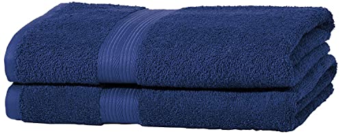 Amazon Basics Handtuch-Set, ausbleichsicher, 2er-Pack Badetuch, Königsblau, 70L x 60B cm, 100% Baumwolle 500g/m² von Amazon Basics