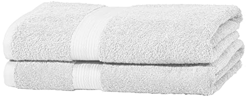 Amazon Basics Handtuch-Set, ausbleichsicher, 100 x 150 cm, 2 stück, Badetuch, hellweiß, 100 Prozent Baumwolle 500g/m² von Amazon Basics