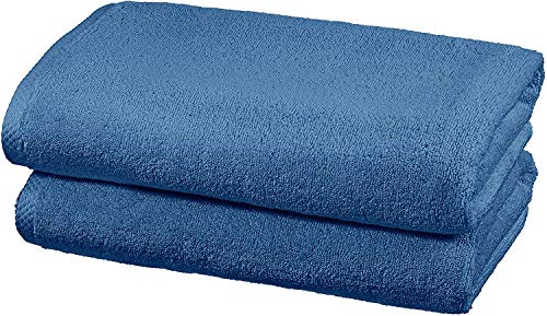 Amazon Basics Handtuch-Set, Händehandtuch, schnelltrocknend, 2 Badetücher, 2 Stück, seeblau, 100 Prozent Baumwolle, 140 x 70 cm von Amazon Basics