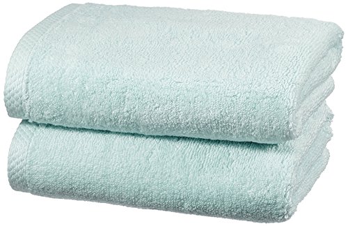 Amazon Basics - Handtuch-Set, schnelltrocknend, 2 Handtücher - Eisblau, 100 Prozent Baumwolle von Amazon Basics