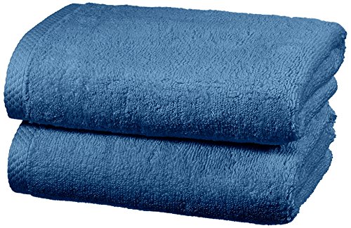 Amazon Basics - Handtuch-Set, schnelltrocknend, 50 x 90 cm, 2 stück, Händehandtuch - Seeblau, 100% Baumwolle von Amazon Basics