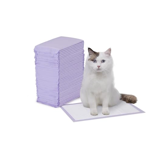 Amazon Basics 40er-Pack Einweg-Katzenkloeinlagen mit Schnell Trocknender Oberfläche - Lila und weiß, Zitronenduft von Amazon Basics