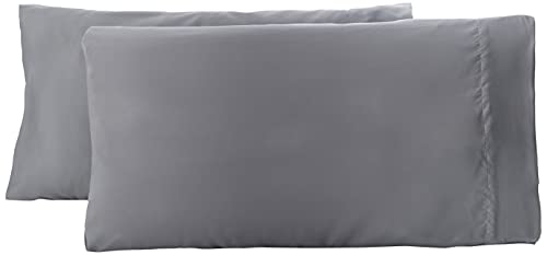 Amazon Basics Mikrofaser-Kissenbezüge, 50 x 80 cm, 2er-Pack, Dunkelgrau von Amazon Basics