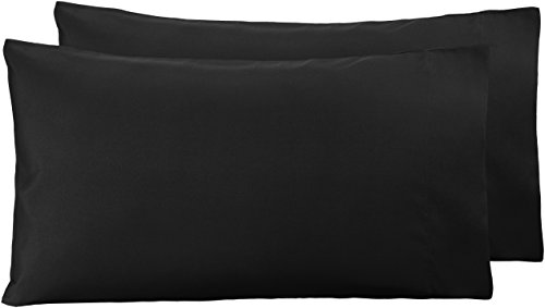 Amazon Basics - Kissenbezug Mikrofaser Schwarz, 2er-pack, 50 x 80 cm von Amazon Basics