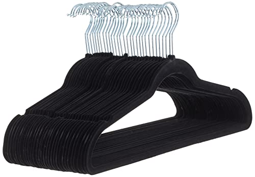 Amazon Basics Samtbügel für Anzüge, 30er-Pack, Schwarz von Amazon Basics