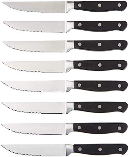 Amazon Basics 8Stück Messerset, Schwarz/Rostfreier Stahl von Amazon Basics