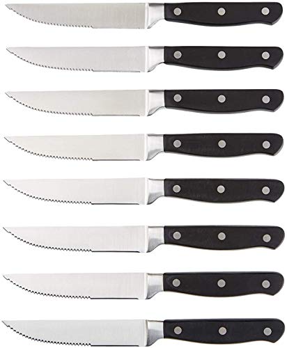 Amazon Basics 8Stück Messerset, Schwarz/Rostfreier Stahl von Amazon Basics