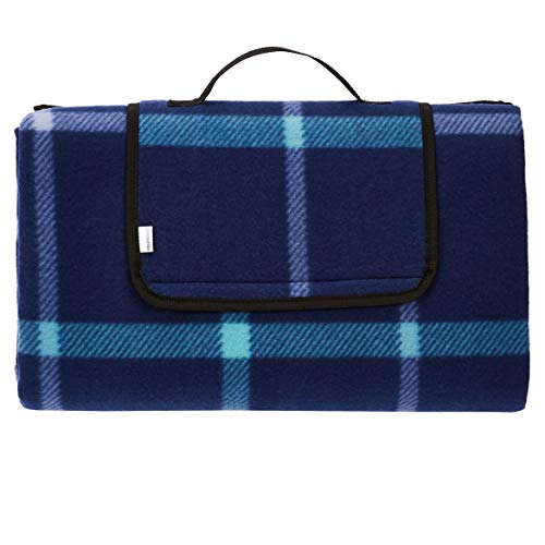 Amazon Basics Picknickdecke für die Küche mit wasserdichter Unterseite, Dunkelblau, 200 x 200 cm von Amazon Basics