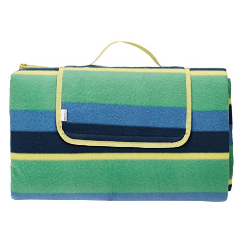 Amazon Basics Picknickdecke, campingdecke mit wasserdichter Unterseite, 200 x 200 cm, Streifen-design von Amazon Basics