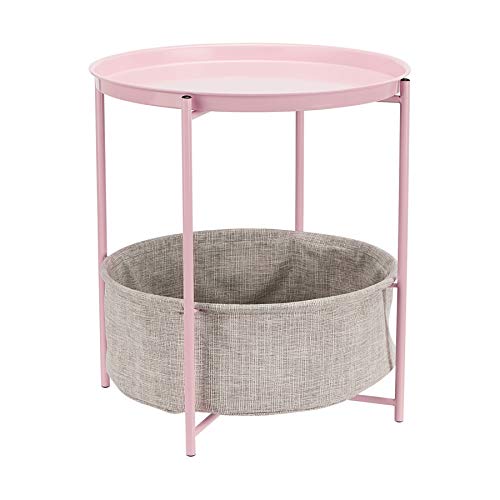 Amazon Basics Beistelltisch, Rund, mit Aufbewahrungslösung mit graumeliertem Stoff, Altrosa, 44.96 x 44.96 x 48.0 cm Amazon Basics Beistelltisch, Rund, mit Aufbewahrungslösung mit graumeliertem Stoff, Altrosa, 44.96 x 44.96 x 48.0 cm von Amazon Basics