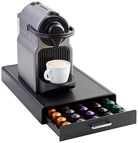 Amazon Basics 1 Schubladenbox zur Aufbewahrung von Nespresso Originalline Kaffeekapseln, Kunststoff, Fassungsvermögen: 50 Kapseln, Belastbarkeit 4,5 kg, Schwarz von Amazon Basics