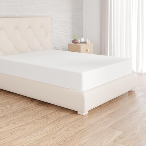 Amazon Basics Spannbettlaken, 140 x 200 x 30 cm, Mikrofaser, Spannbetttuch - Matratzenhöhe bis 30 cm, Weiß von Amazon Basics