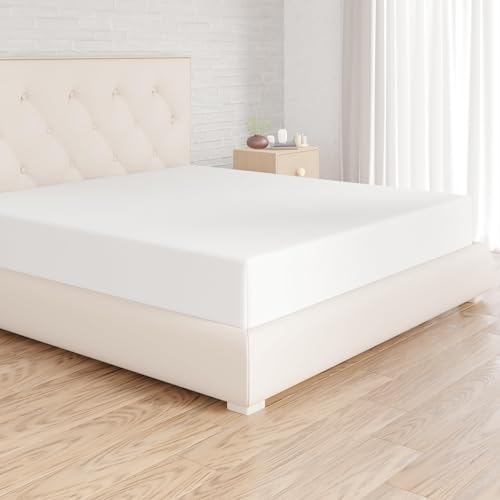Amazon Basics Spannbettlaken, 180 x 200 x 30 cm, Mikrofaser, Spannbetttuch - Matratzenhöhe bis 30 cm, Weiß von Amazon Basics