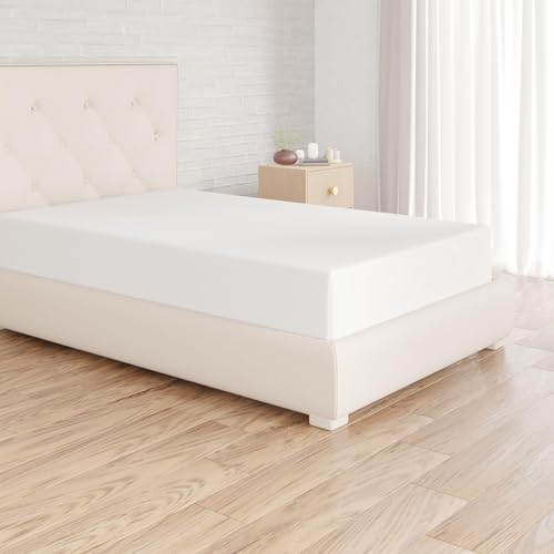 Amazon Basics Spannbettlaken, 90 x 190 x 30 cm, Mikrofaser, Spannbetttuch - Matratzenhöhe bis 30 cm, Weiß von Amazon Basics
