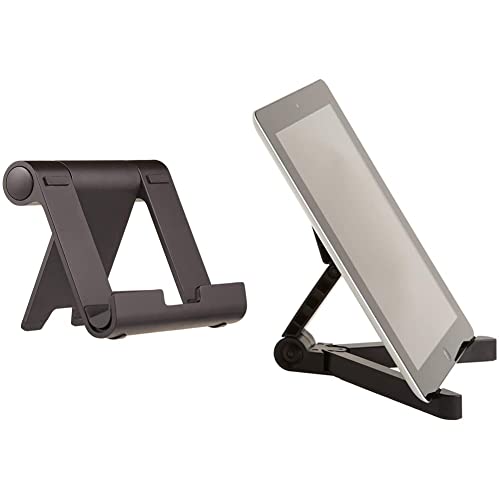 Amazon Basics Tragbarer Ständer mit verstellbarem Betrachtungswinkel für Tablets, E-Reader und Handys - Schwarz & Tablet-Ständer, verstellbar von Amazon Basics